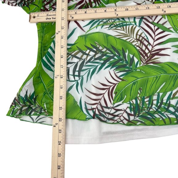 I.N. Studio Tropical Print Sheer Green Short Sleeves Layered Women's Size XL y2k - Picture 6 of 8